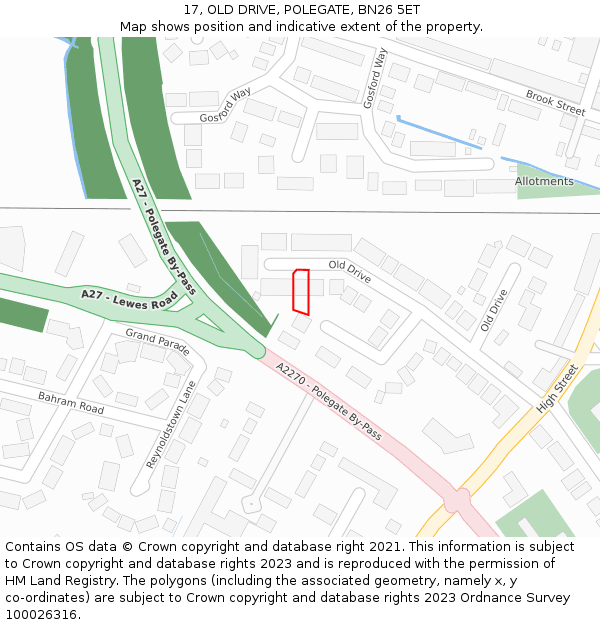 17, OLD DRIVE, POLEGATE, BN26 5ET: Location map and indicative extent of plot