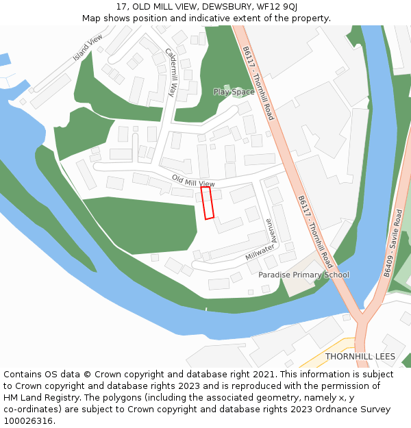 17, OLD MILL VIEW, DEWSBURY, WF12 9QJ: Location map and indicative extent of plot