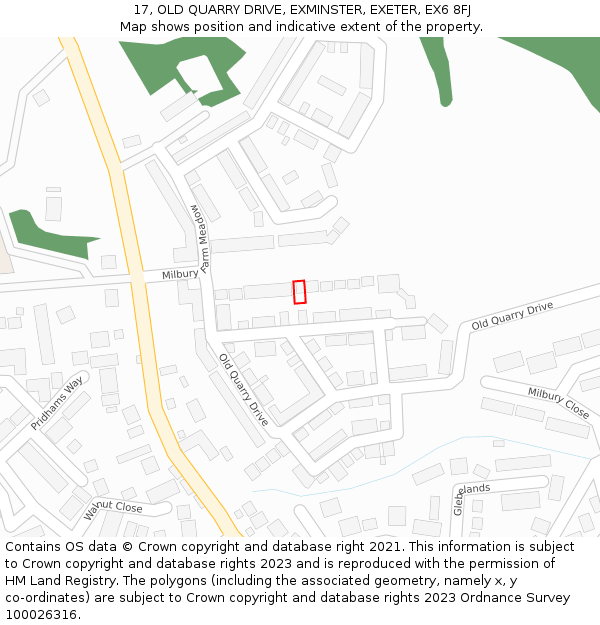 17, OLD QUARRY DRIVE, EXMINSTER, EXETER, EX6 8FJ: Location map and indicative extent of plot