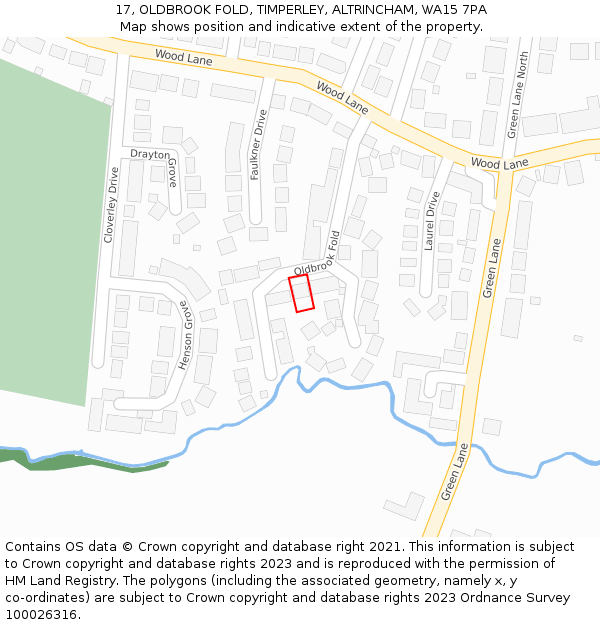 17, OLDBROOK FOLD, TIMPERLEY, ALTRINCHAM, WA15 7PA: Location map and indicative extent of plot