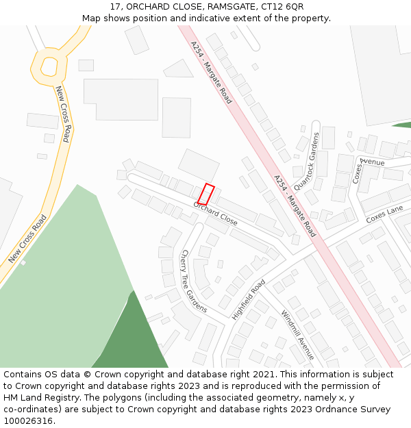 17, ORCHARD CLOSE, RAMSGATE, CT12 6QR: Location map and indicative extent of plot