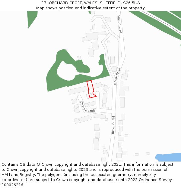 17, ORCHARD CROFT, WALES, SHEFFIELD, S26 5UA: Location map and indicative extent of plot