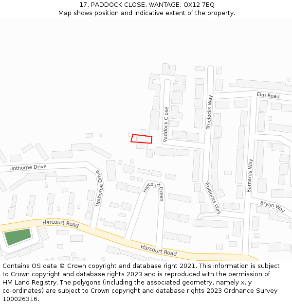 17, PADDOCK CLOSE, WANTAGE, OX12 7EQ: Location map and indicative extent of plot
