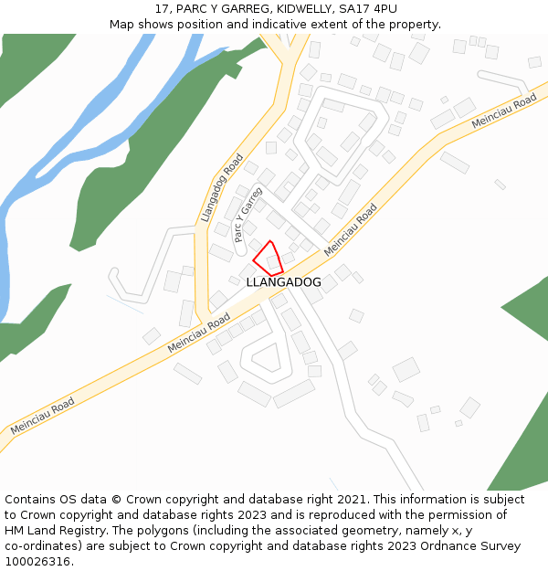 17, PARC Y GARREG, KIDWELLY, SA17 4PU: Location map and indicative extent of plot