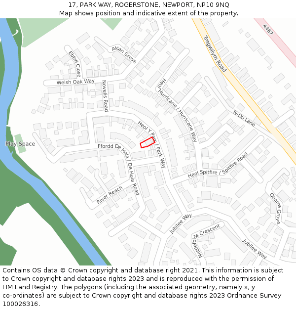 17, PARK WAY, ROGERSTONE, NEWPORT, NP10 9NQ: Location map and indicative extent of plot