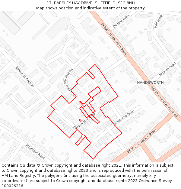 17, PARSLEY HAY DRIVE, SHEFFIELD, S13 8NH: Location map and indicative extent of plot