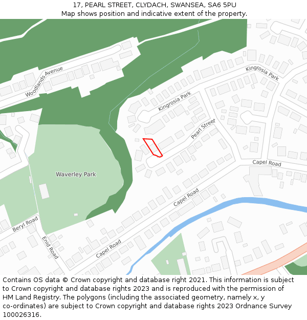 17, PEARL STREET, CLYDACH, SWANSEA, SA6 5PU: Location map and indicative extent of plot