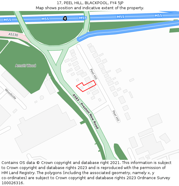 17, PEEL HILL, BLACKPOOL, FY4 5JP: Location map and indicative extent of plot