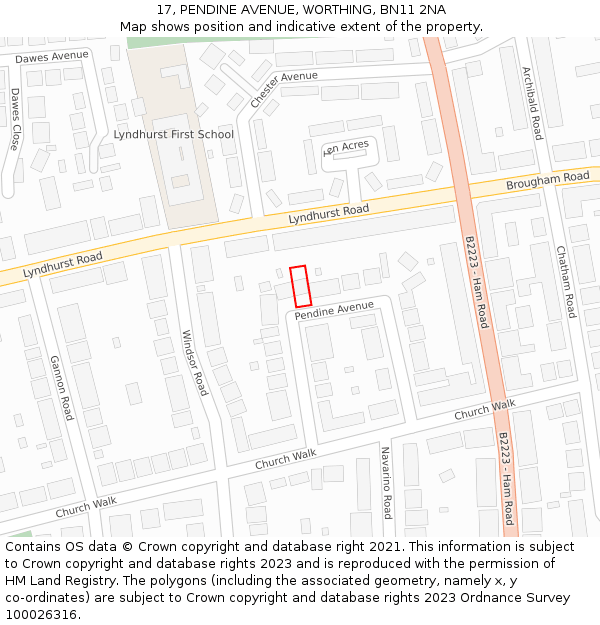 17, PENDINE AVENUE, WORTHING, BN11 2NA: Location map and indicative extent of plot