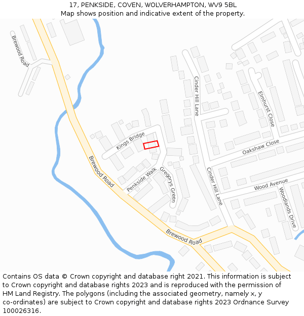 17, PENKSIDE, COVEN, WOLVERHAMPTON, WV9 5BL: Location map and indicative extent of plot