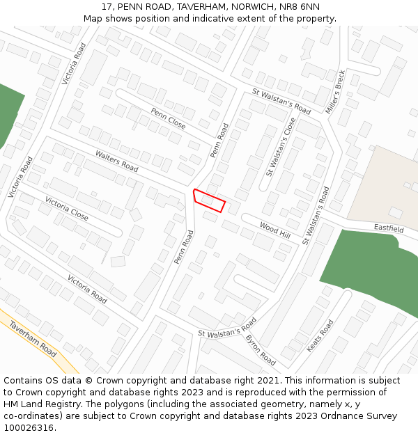 17, PENN ROAD, TAVERHAM, NORWICH, NR8 6NN: Location map and indicative extent of plot