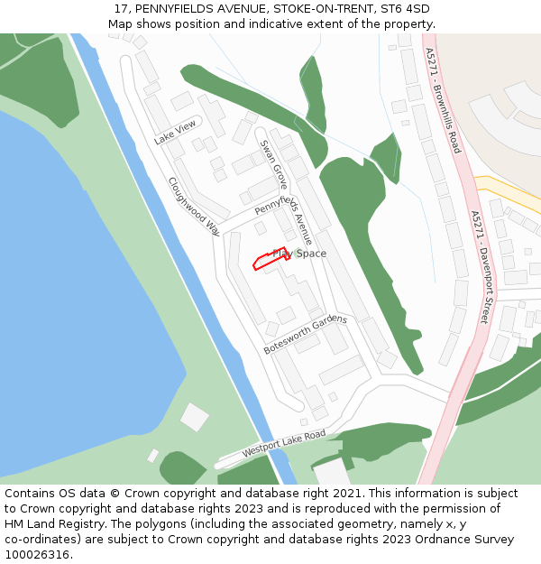 17, PENNYFIELDS AVENUE, STOKE-ON-TRENT, ST6 4SD: Location map and indicative extent of plot