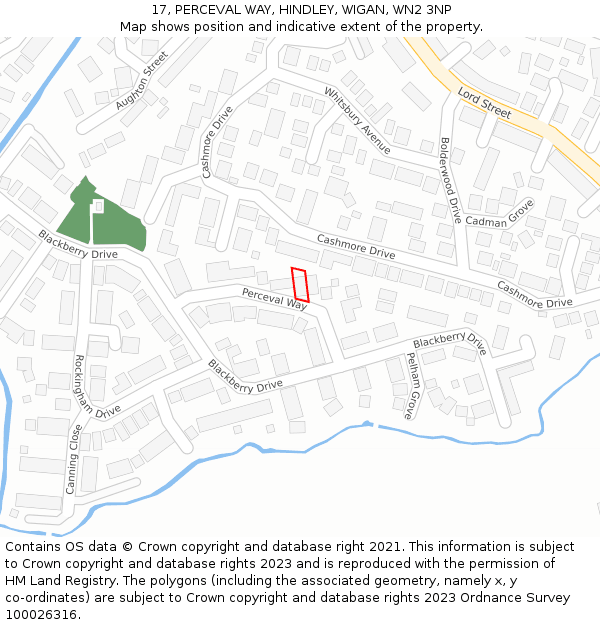 17, PERCEVAL WAY, HINDLEY, WIGAN, WN2 3NP: Location map and indicative extent of plot