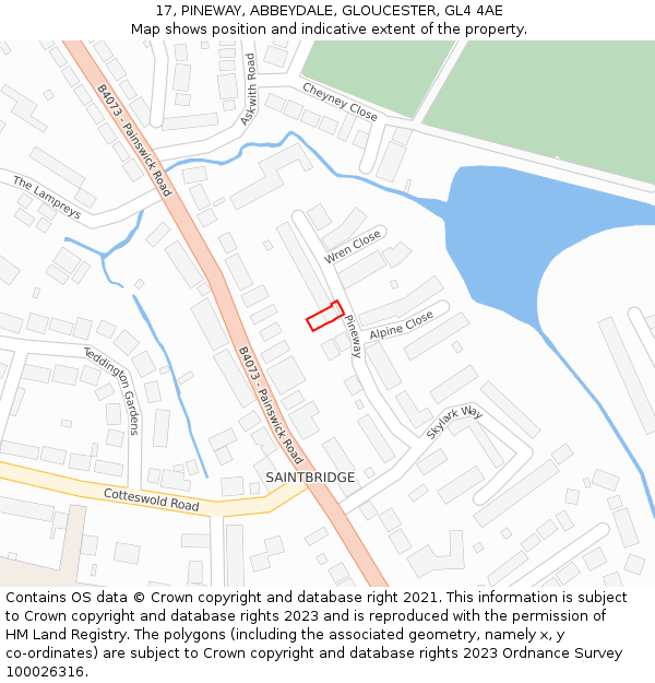 17, PINEWAY, ABBEYDALE, GLOUCESTER, GL4 4AE: Location map and indicative extent of plot