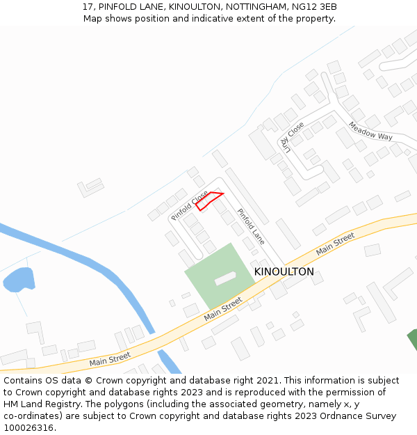 17, PINFOLD LANE, KINOULTON, NOTTINGHAM, NG12 3EB: Location map and indicative extent of plot