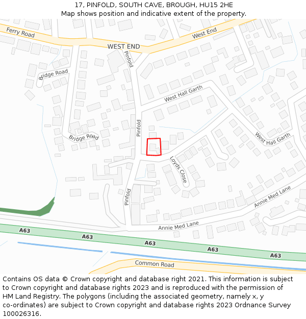 17, PINFOLD, SOUTH CAVE, BROUGH, HU15 2HE: Location map and indicative extent of plot