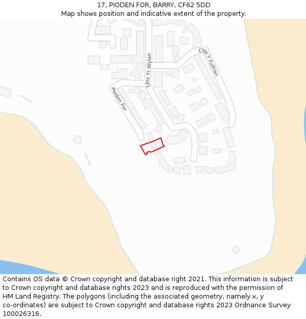 17, PIODEN FOR, BARRY, CF62 5DD: Location map and indicative extent of plot