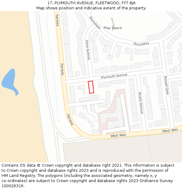 17, PLYMOUTH AVENUE, FLEETWOOD, FY7 8JA: Location map and indicative extent of plot