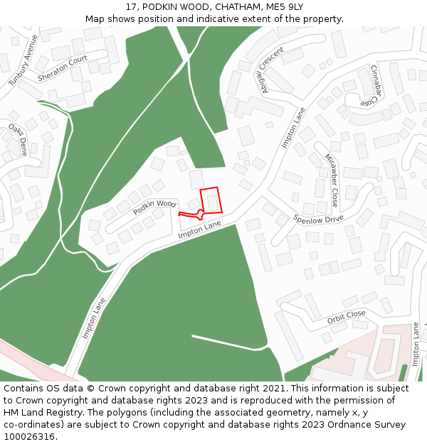 17, PODKIN WOOD, CHATHAM, ME5 9LY: Location map and indicative extent of plot