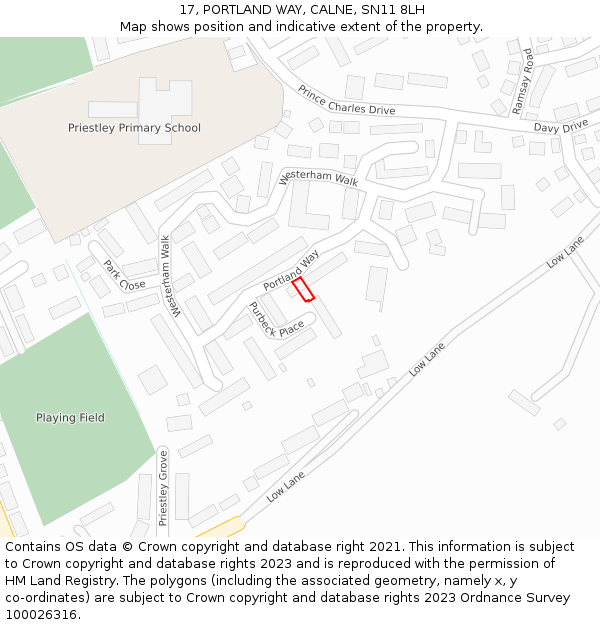 17, PORTLAND WAY, CALNE, SN11 8LH: Location map and indicative extent of plot