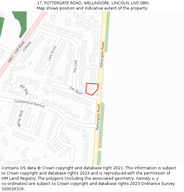 17, POTTERGATE ROAD, WELLINGORE, LINCOLN, LN5 0BN: Location map and indicative extent of plot