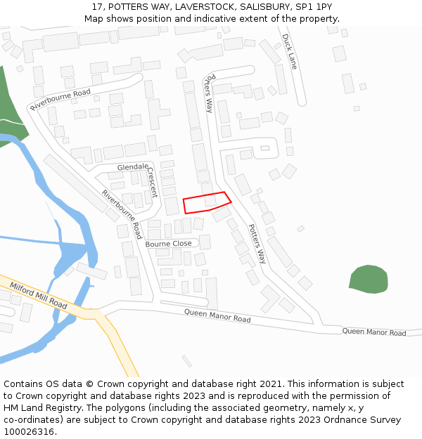 17, POTTERS WAY, LAVERSTOCK, SALISBURY, SP1 1PY: Location map and indicative extent of plot