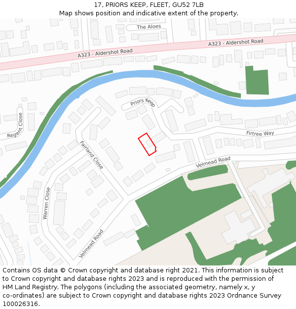 17, PRIORS KEEP, FLEET, GU52 7LB: Location map and indicative extent of plot