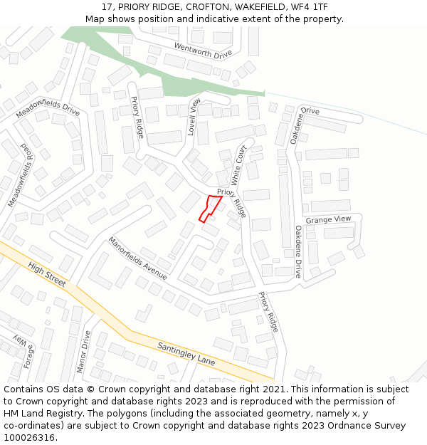 17, PRIORY RIDGE, CROFTON, WAKEFIELD, WF4 1TF: Location map and indicative extent of plot