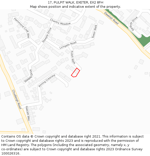 17, PULPIT WALK, EXETER, EX2 8FH: Location map and indicative extent of plot