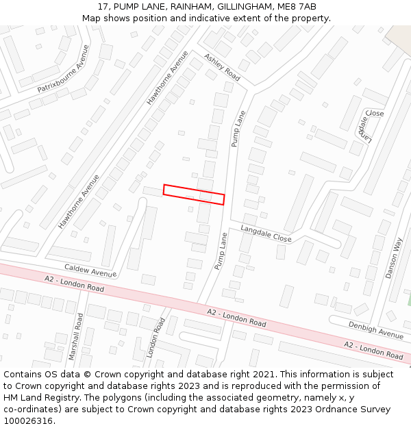 17, PUMP LANE, RAINHAM, GILLINGHAM, ME8 7AB: Location map and indicative extent of plot