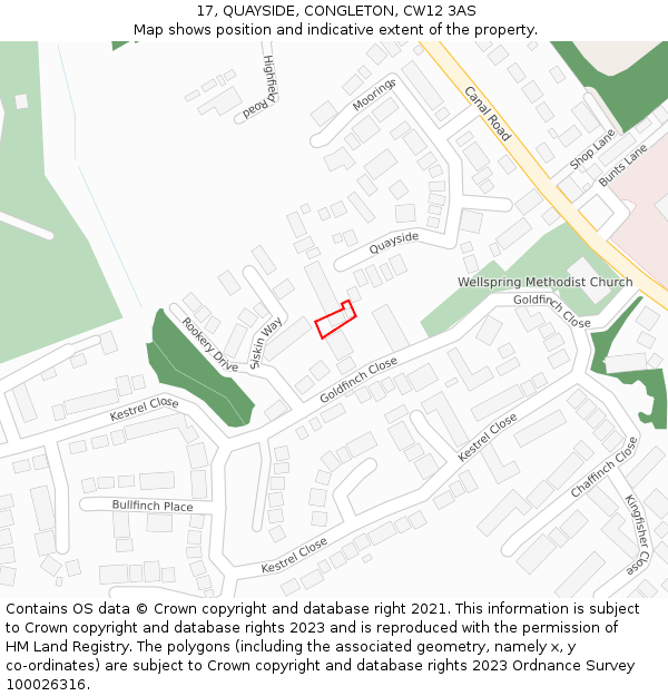 17, QUAYSIDE, CONGLETON, CW12 3AS: Location map and indicative extent of plot