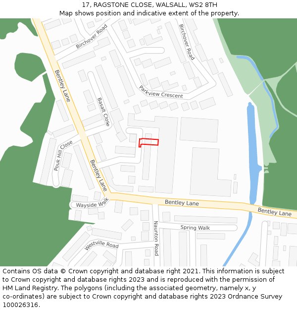 17, RAGSTONE CLOSE, WALSALL, WS2 8TH: Location map and indicative extent of plot