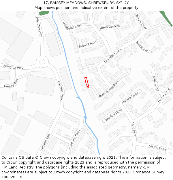 17, RAMSEY MEADOWS, SHREWSBURY, SY1 4YL: Location map and indicative extent of plot