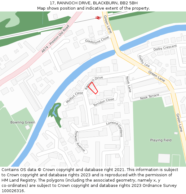 17, RANNOCH DRIVE, BLACKBURN, BB2 5BH: Location map and indicative extent of plot