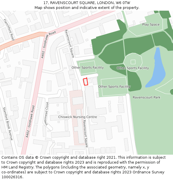 17, RAVENSCOURT SQUARE, LONDON, W6 0TW: Location map and indicative extent of plot