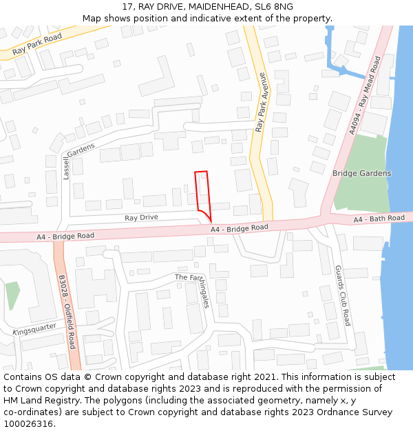 17, RAY DRIVE, MAIDENHEAD, SL6 8NG: Location map and indicative extent of plot