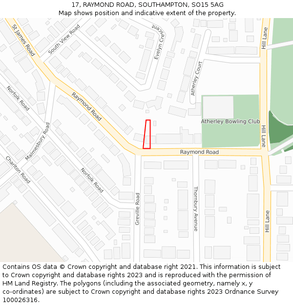 17, RAYMOND ROAD, SOUTHAMPTON, SO15 5AG: Location map and indicative extent of plot