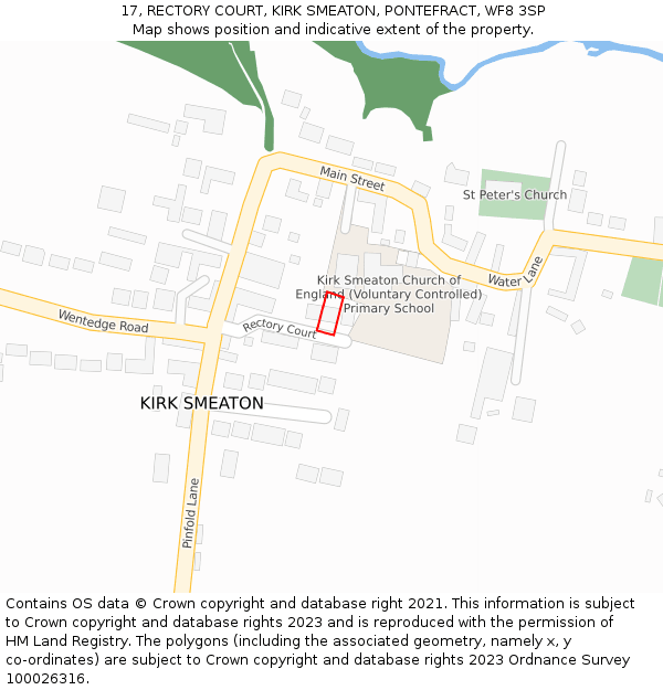 17, RECTORY COURT, KIRK SMEATON, PONTEFRACT, WF8 3SP: Location map and indicative extent of plot