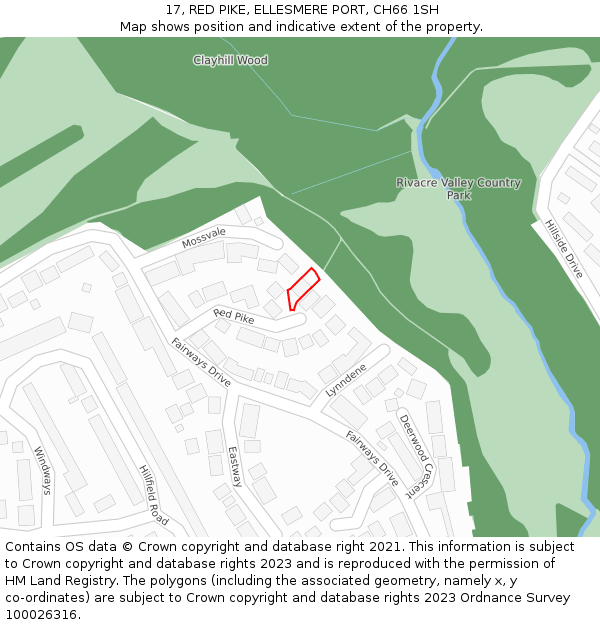 17, RED PIKE, ELLESMERE PORT, CH66 1SH: Location map and indicative extent of plot