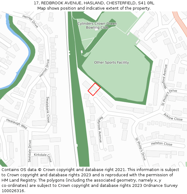 17, REDBROOK AVENUE, HASLAND, CHESTERFIELD, S41 0RL: Location map and indicative extent of plot