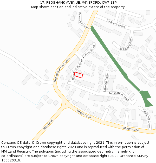 17, REDSHANK AVENUE, WINSFORD, CW7 1SP: Location map and indicative extent of plot