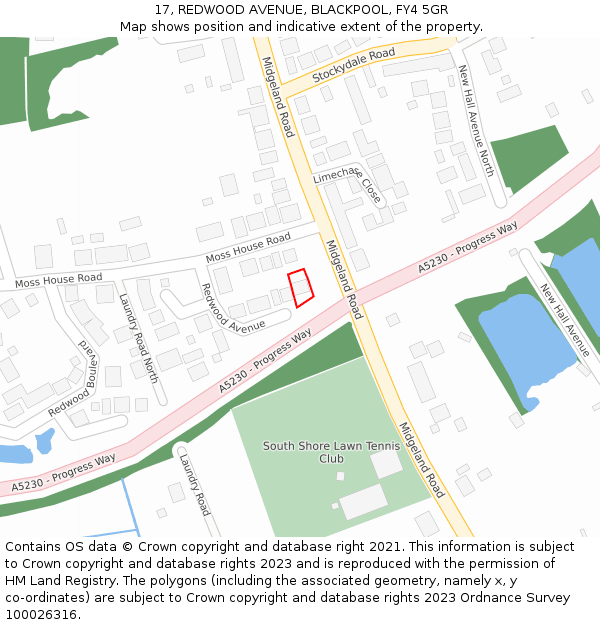 17, REDWOOD AVENUE, BLACKPOOL, FY4 5GR: Location map and indicative extent of plot