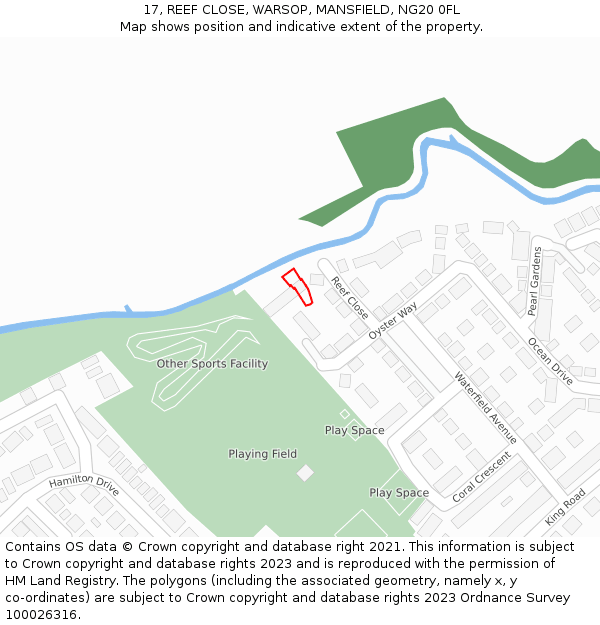 17, REEF CLOSE, WARSOP, MANSFIELD, NG20 0FL: Location map and indicative extent of plot