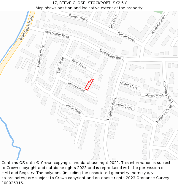 17, REEVE CLOSE, STOCKPORT, SK2 5JY: Location map and indicative extent of plot