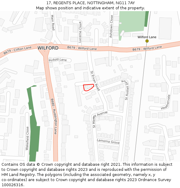 17, REGENTS PLACE, NOTTINGHAM, NG11 7AY: Location map and indicative extent of plot