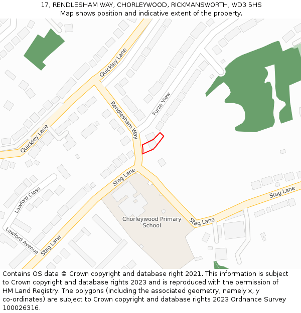 17, RENDLESHAM WAY, CHORLEYWOOD, RICKMANSWORTH, WD3 5HS: Location map and indicative extent of plot