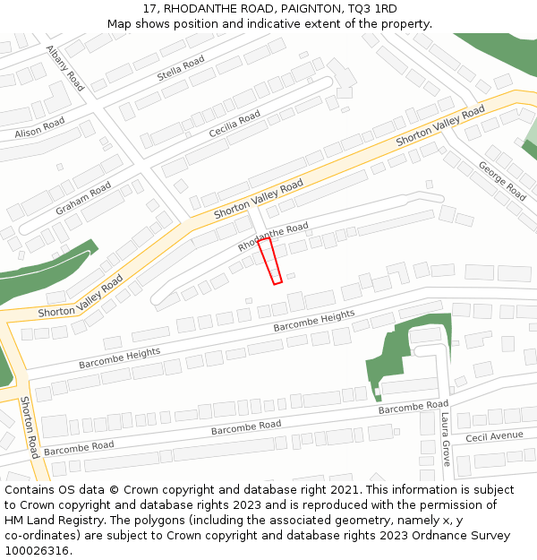 17, RHODANTHE ROAD, PAIGNTON, TQ3 1RD: Location map and indicative extent of plot