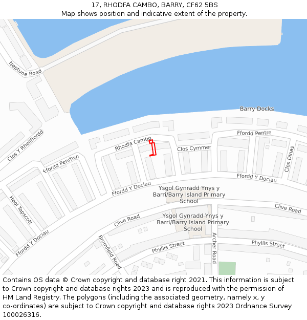 17, RHODFA CAMBO, BARRY, CF62 5BS: Location map and indicative extent of plot