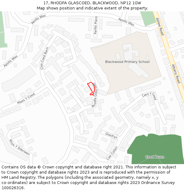 17, RHODFA GLASCOED, BLACKWOOD, NP12 1GW: Location map and indicative extent of plot