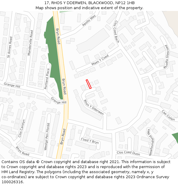 17, RHOS Y DDERWEN, BLACKWOOD, NP12 1HB: Location map and indicative extent of plot